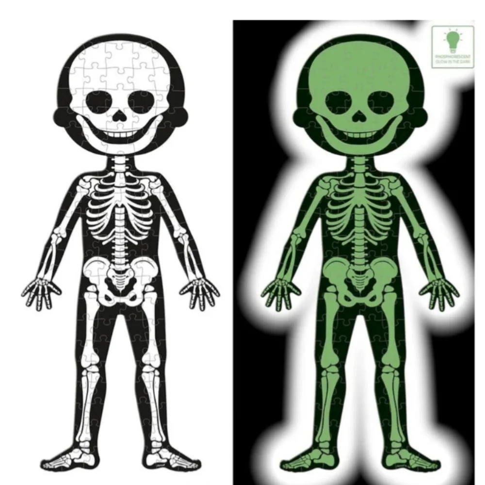 Janod 4 in 1 Puzzle Human Body Age 5+ Skeleton Glow In The Dark, Organs - Picture 3 of 15